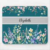 Floral Garden Monogram Script Aquamarin Mousepad (Vorne)