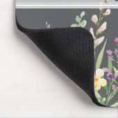Floral Garden Monogram Script Dunkelgrau Mousepad (Ecke)