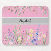 Floral Garden Monogram Script Light Pink Mousepad (Vorne)