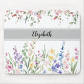 Floral Garden Monogram Script weiß Mousepad (Vorne)