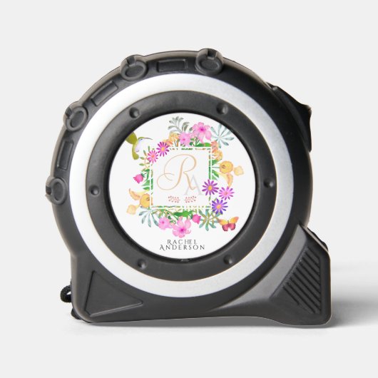 Floral Garden Monogram White Maßband (Vorderseite)