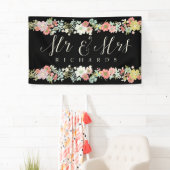 Floral Garden Mr. & Mrs. Wedding Script Banner (Insitu)