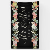 Floral Garden Mr. & Mrs. Wedding Script Banner (Vertikal)