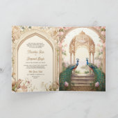 Floral Garden Peacocks Indian Palace Wedding Einladung (Innenseite)