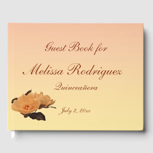 Floral Garden Peony Blume Quinceanera Gästebuch (Vorderseite)