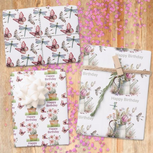 Floral Garden Schmetterlinge Libellen Libellen Was Geschenkpapier Set