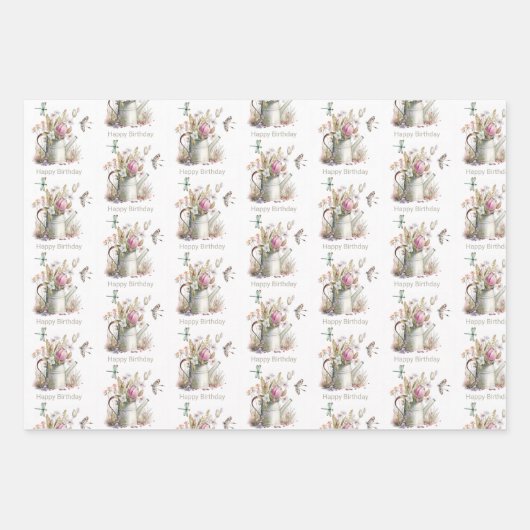 Floral Garden Schmetterlinge Libellen Libellen Was Geschenkpapier Set (Vorderseite 2)