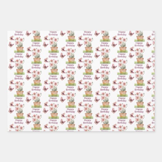 Floral Garden Schmetterlinge Libellen Libellen Was Geschenkpapier Set (Vorderseite)