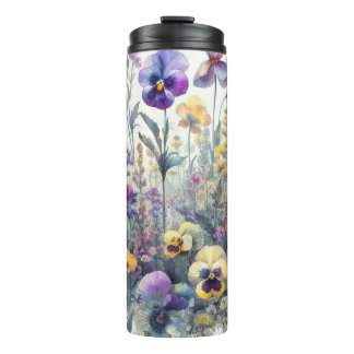 Floral Garden Travel Mug With Vibrant Pansies  Thermosbecher