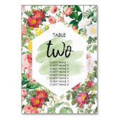 Floral Garden Watercolor Wedding Guest Names Tischnummer (Rückseite)