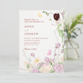 Floral garden wedding einladung (Stehend Vorderseite)