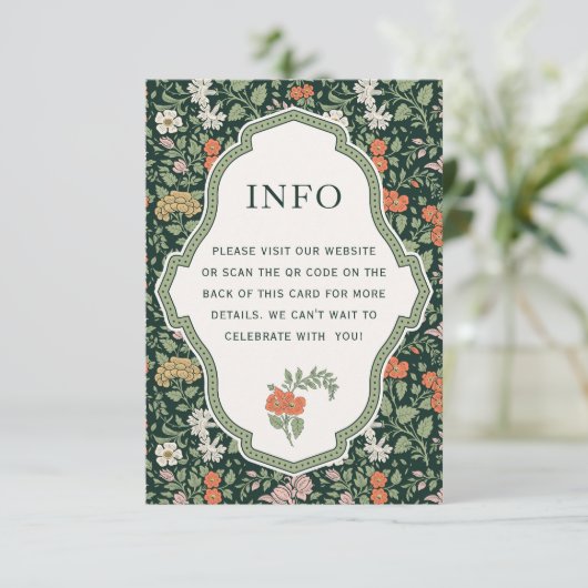 Floral Garden Wedding Info QR Code Umschließungska Einladung (Stehend Vorderseite)