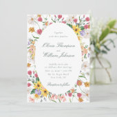 Floral Garden Wedding Invitation with Oval Frame Einladung (Stehend Vorderseite)