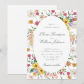 Floral Garden Wedding Invitation with Oval Frame Einladung (Vorne/Hinten)