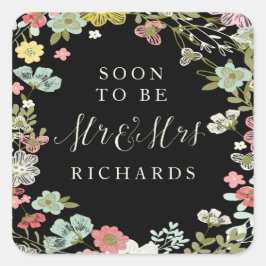 Floral Garden Wedding Mr & Mrs Stickers