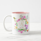 Floral Garden White Monogram Tasse (Links)