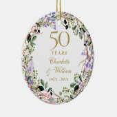 Floral Garland 50th Wedding Anniversary  Keramik Ornament (Rechts)
