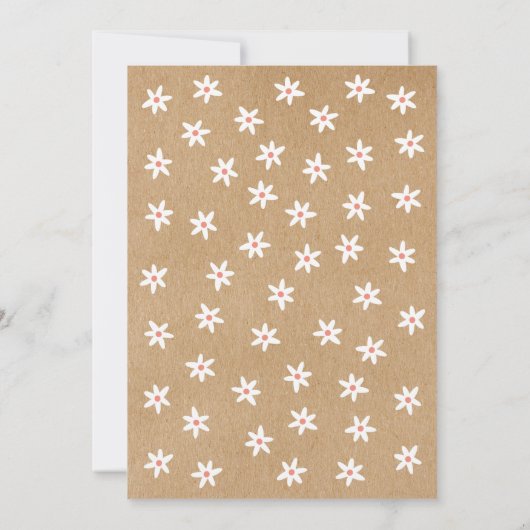 Floral Garland Baby Sprinkle Rustic Kraft Boho Einladung (Rückseite)