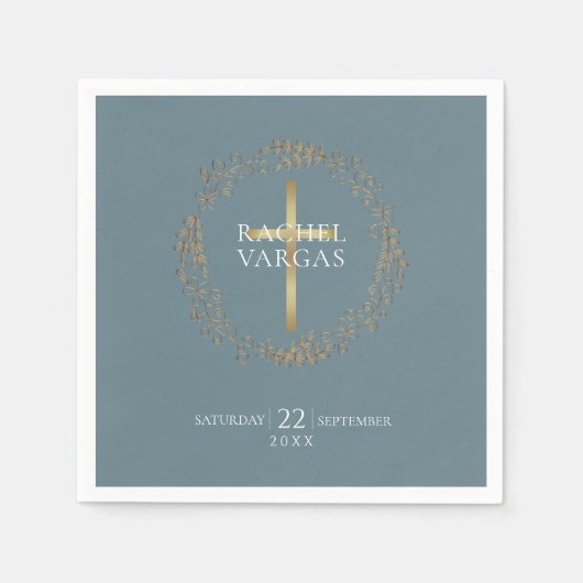 Floral Garland | Imitate Goldfusstaufe Serviette (Vorderseite)