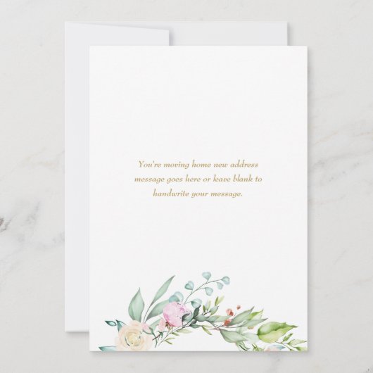 Floral Garland New Zuhause Address Ankündigung (Rückseite)