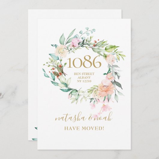 Floral Garland New Zuhause Address Ankündigung (Vorne/Hinten)