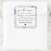 Floral Gastgeschenk Hochzeit personalisiert vielen Quadratischer Aufkleber (Tasche)