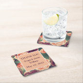 Floral Gastgeschenk Hochzeit/Vielen Dank Rechteckiger Pappuntersetzer (Vor Ort)