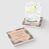 Floral Gastgeschenk Hochzeit/Vielen Dank Steinuntersetzer (Seitenansicht)