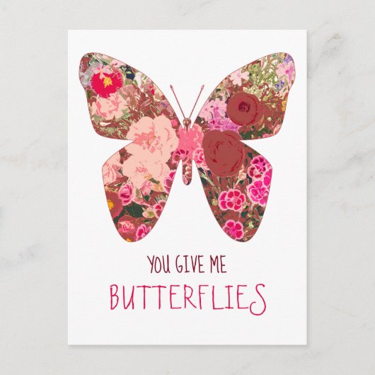 Floral geben mir Schmetterlinge Valentinstag Postk Postkarte (Vorderseite)