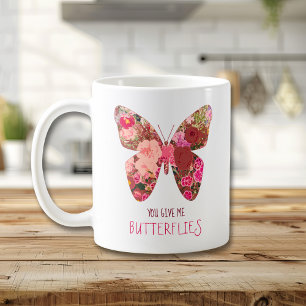 Floral geben mir Schmetterlinge Valentinstag Tasse