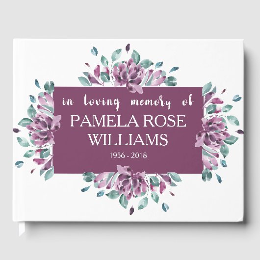 Floral Geblüht Personalisiertes Begräbnisgastbuch Gästebuch (Vorderseite)