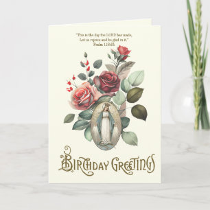 Floral Geburtstag Religiöse Jungfrau Mary Dankeskarte