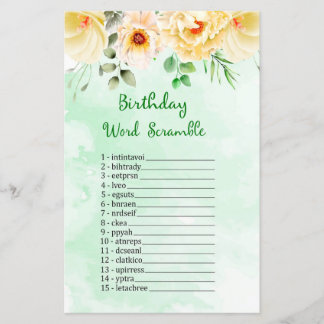 Floral Geburtstag Word Scramble Game