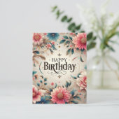 Floral Geburtstagsfeier Postkarte (Stehend Vorderseite)