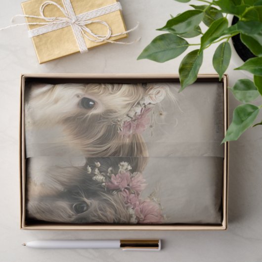 Floral gekrönte Hochlandkühe Rustikales Weizenland Seidenpapier (Geschenk)