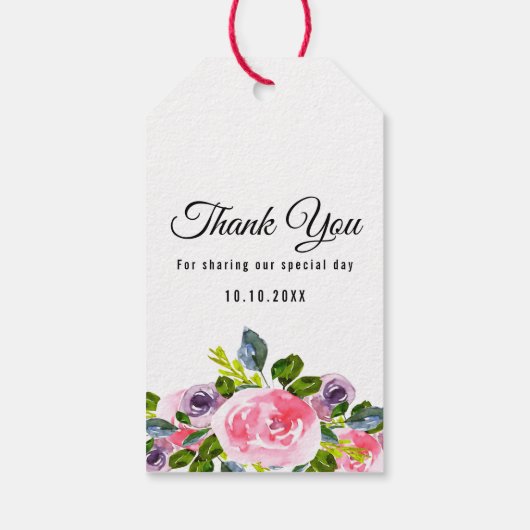 Floral Gelassen Liebe wächst Hochzeit Vielen Dank Geschenkanhänger (Rückseite)