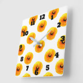 Floral Gelbe Mohn Blume Girls Boys Kinderzimmer Quadratische Wanduhr (Winkel)