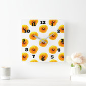 Floral Gelbe Mohn Blume Girls Boys Kinderzimmer Quadratische Wanduhr (Zuhause)