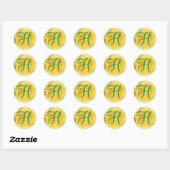 Floral Gelbe Rose Lemon 3d Monogramm Runder Aufkleber (Blatt)