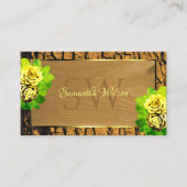 Floral Gelbe Rosen Holzkörnchen Baumrinde Barkinit Visitenkarte (Vorderseite)