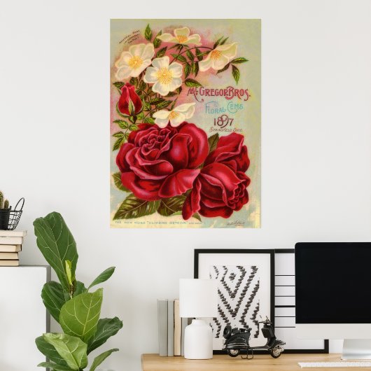 Floral Gem 1897 Rose Vintage Blume Werbung Poster (Heimbüro)