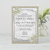 Floral Gem Silver Gerahmt, Gold & Silver Wedding Einladung (Stehend Vorderseite)