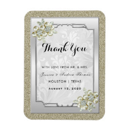 Floral Gem Silver Gerahmt, Gold & Silver Wedding Magnet