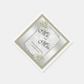 Floral Gem Silver Gerahmt, Gold & Silver Wedding Serviette (Ecke)
