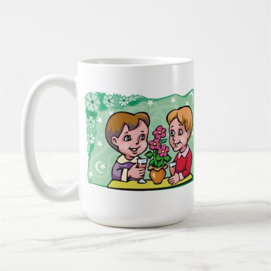 Floral Gemini Zwillingsjungen mit Blume Kaffeetasse (Links)