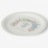 Floral Gender Reveal Party Plate Pappteller (Schrägansicht)