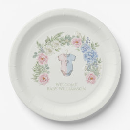 Floral Gender Reveal Party Plate Pappteller