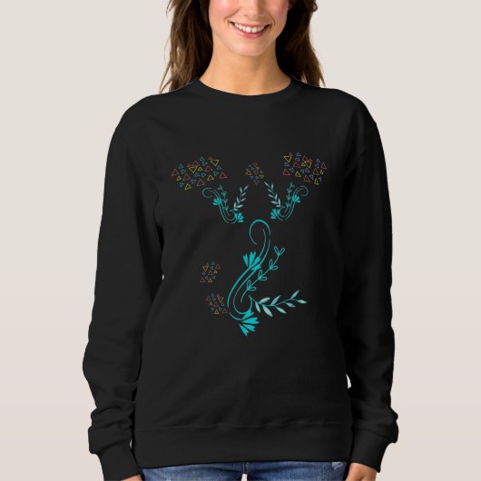 Floral Geometric Gradient Women's Basic Sweatshirt (Vorderseite)