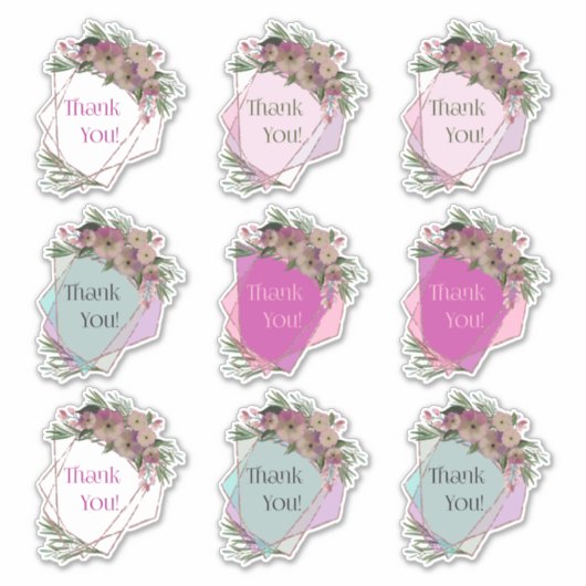 Floral Geometric Vielen Dank! Rahmen Aufkleber (Vorderseite)