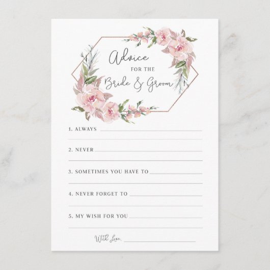 Floral Geometrische Ratschläge für die Bräute- und Begleitkarte (Vorderseite)